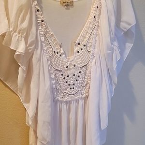 Blouse white butterfly